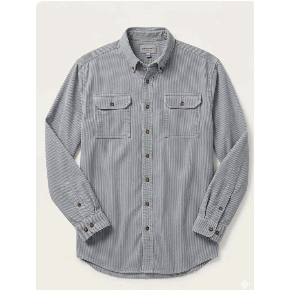 Carhartt Mens 2XLT Button Down Shirt Stripe Workwear Utility Tall stripes